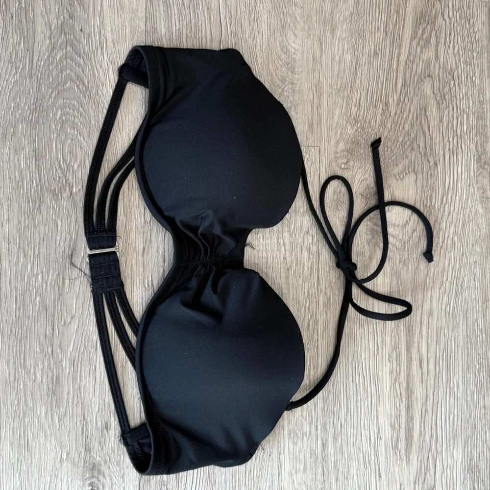 Abercrombie & Fitch Black Push‎ Up Bikini Top 34D/36C Large Strappy Back